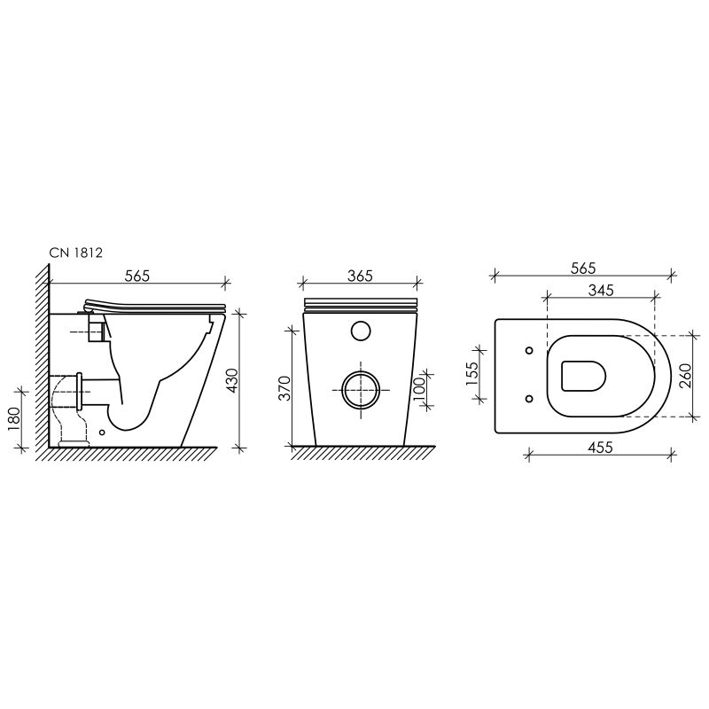 Унитаз приставной Ceramicanova Highlight Rimless CN1812 с микролифтом, безободковый