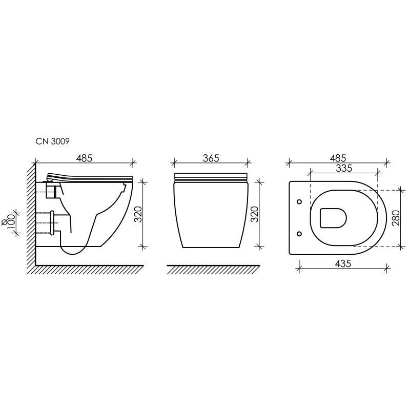 Унитаз подвесной Ceramicanova Forma CN3009 безободковый