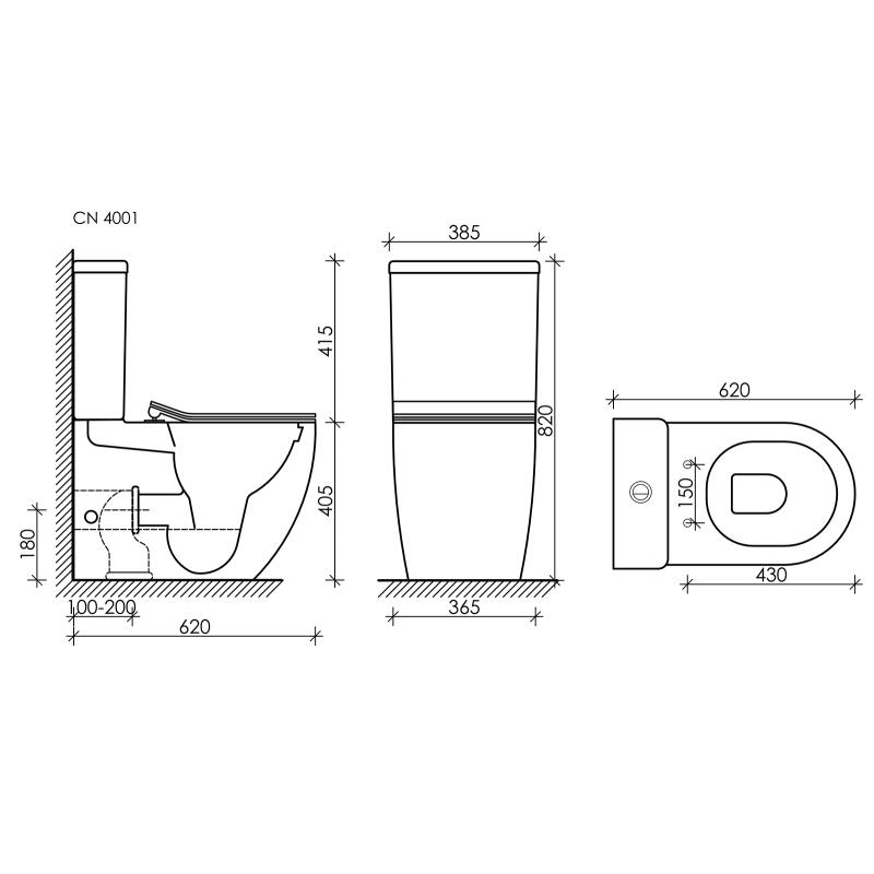 Унитаз-компакт Ceramicanova Metropol CN4001MB черный матовый