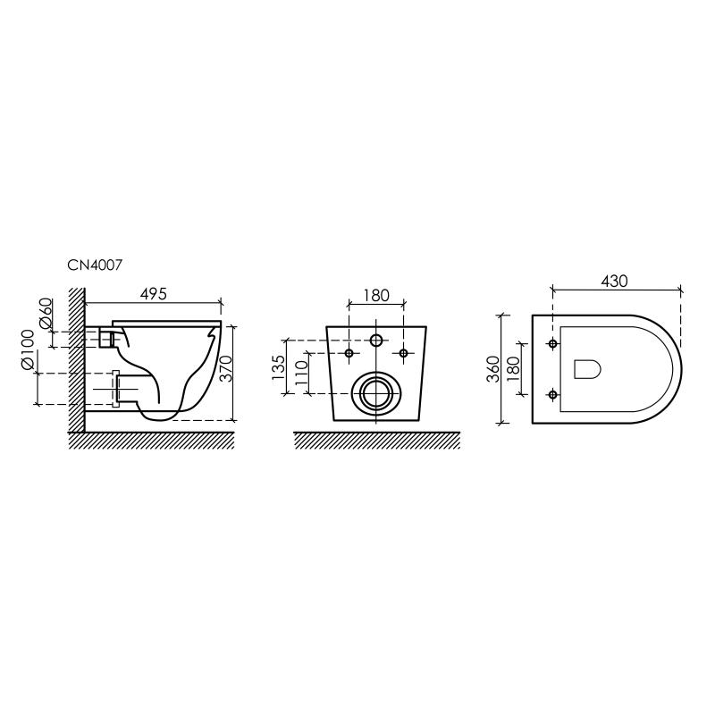 Унитаз подвесной Ceramicanova UP Rimless CN4007MB черный матовый
