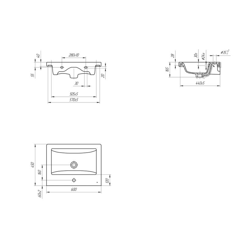Мебельная раковина Cersanit Como 60