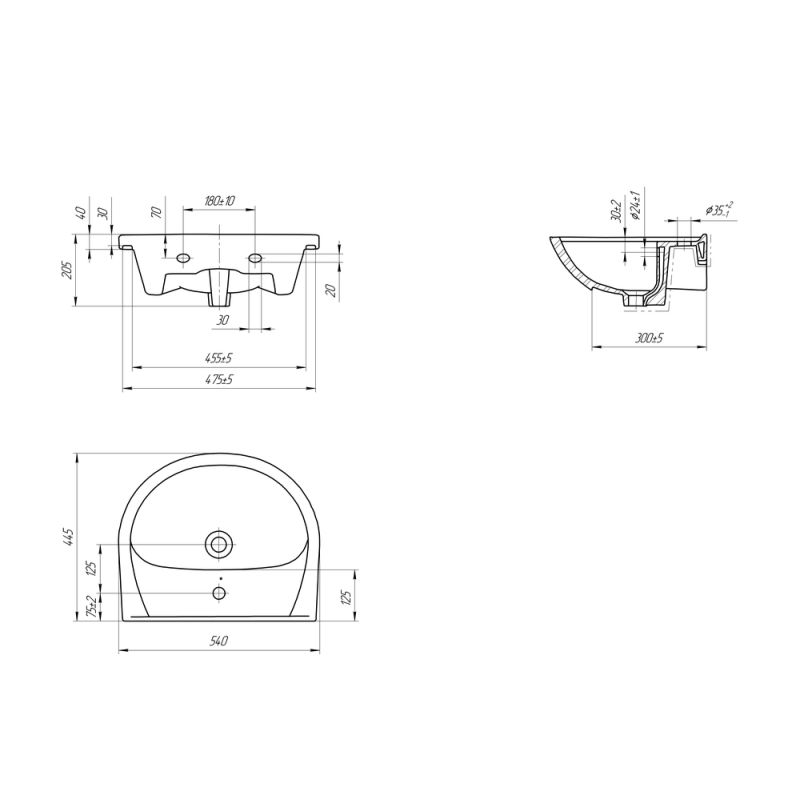 Мебельная раковина Cersanit Erica 55