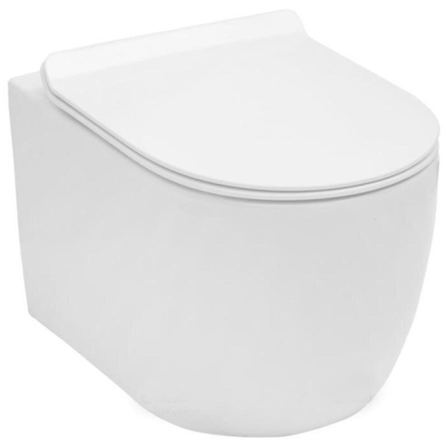 Подвесной безободковый унитаз Aquanet Rimless Cetus-W BL-102N-WHT (211908), крышка микролифт Slimseat, цвет белый