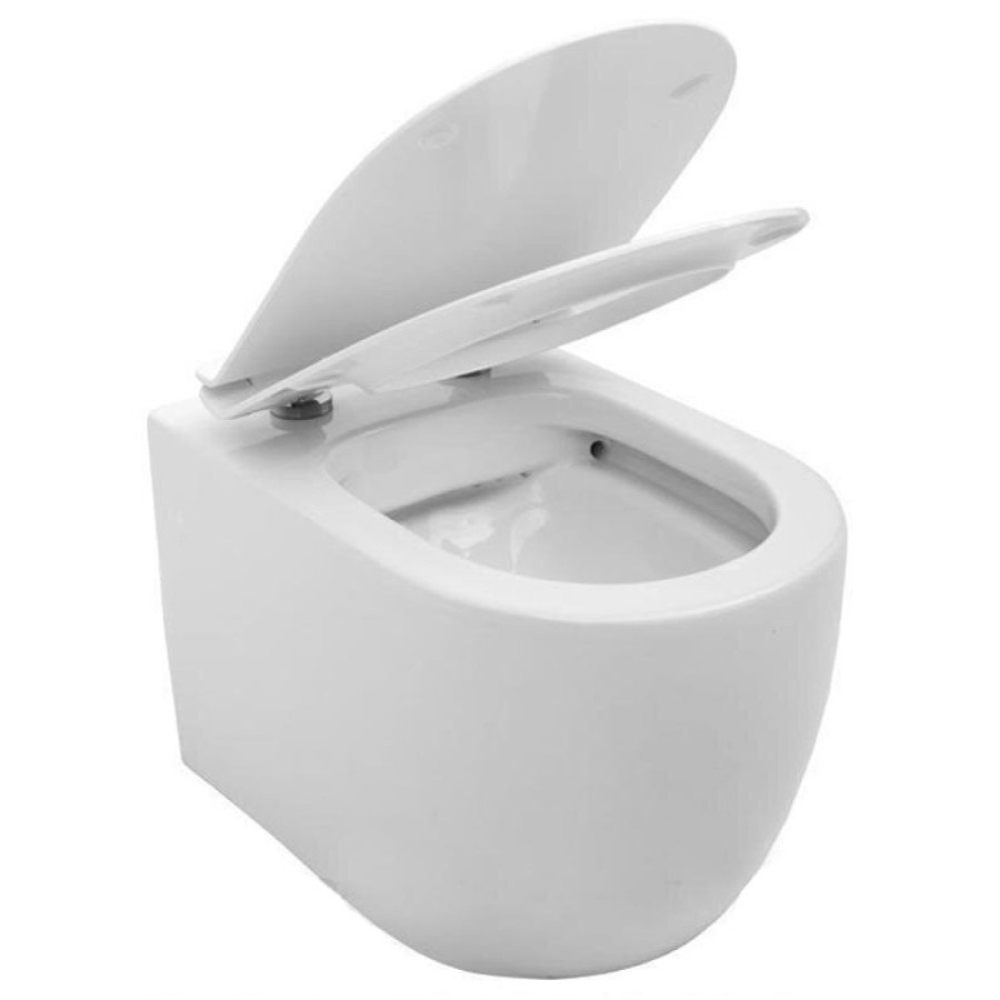Подвесной безободковый унитаз Aquanet Rimless Cetus-W BL-102N-WHT (211908), крышка микролифт Slimseat, цвет белый