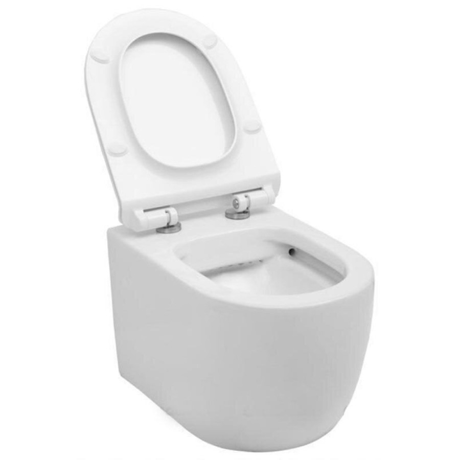 Подвесной безободковый унитаз Aquanet Rimless Cetus-W BL-102N-WHT (211908), крышка микролифт Slimseat, цвет белый