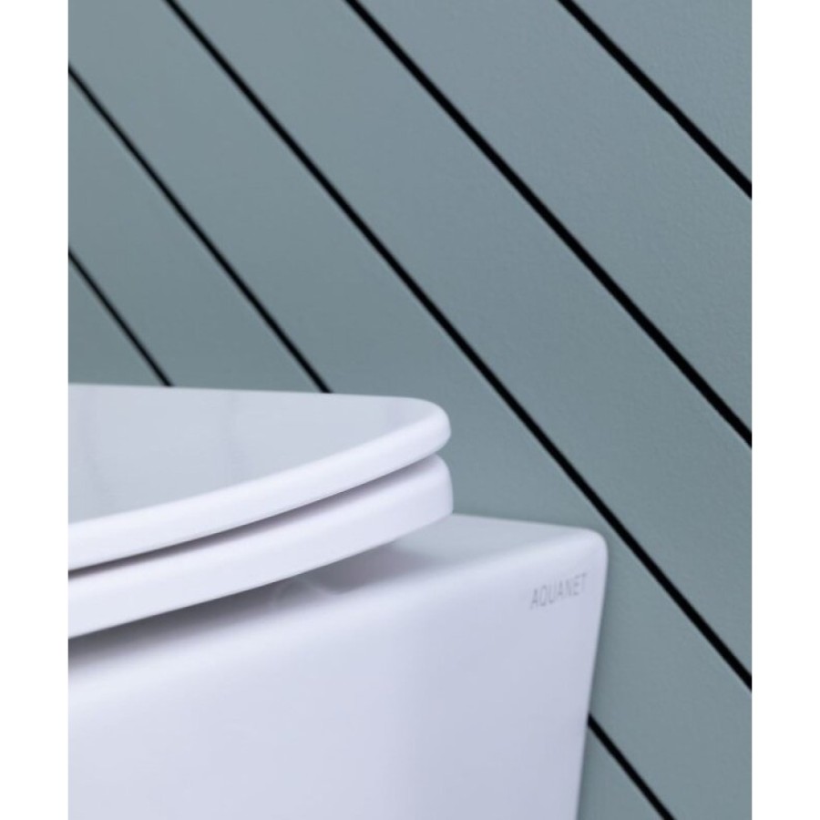 Подвесной безободковый унитаз Aquanet Cetus 2.0 W LX-1901 (243541), крышка микролифт Slimseat, цвет белый
