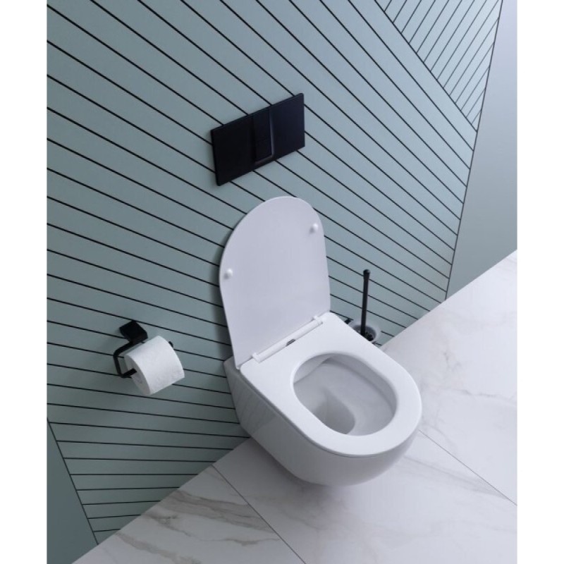 Подвесной безободковый унитаз Aquanet Cetus 2.0 W LX-1901 (243541), крышка микролифт Slimseat, цвет белый