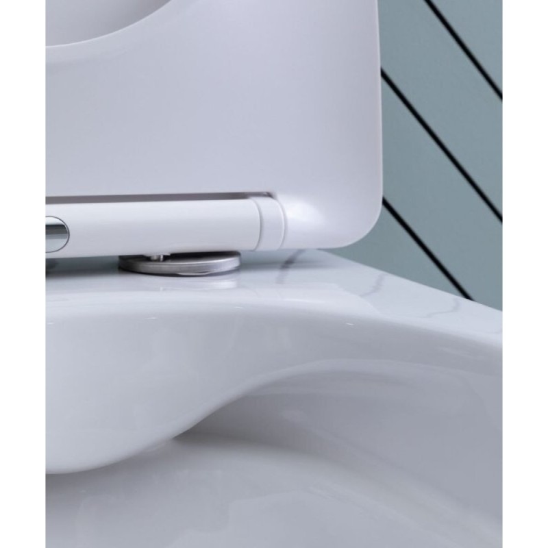 Подвесной безободковый унитаз Aquanet Cetus 2.0 W LX-1901 (243541), крышка микролифт Slimseat, цвет белый