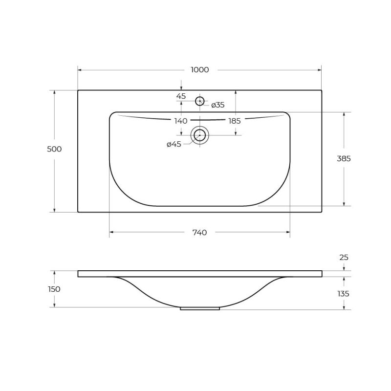 Раковина из литьевого мрамора CEZARES CEZ1000/500-LV-MR