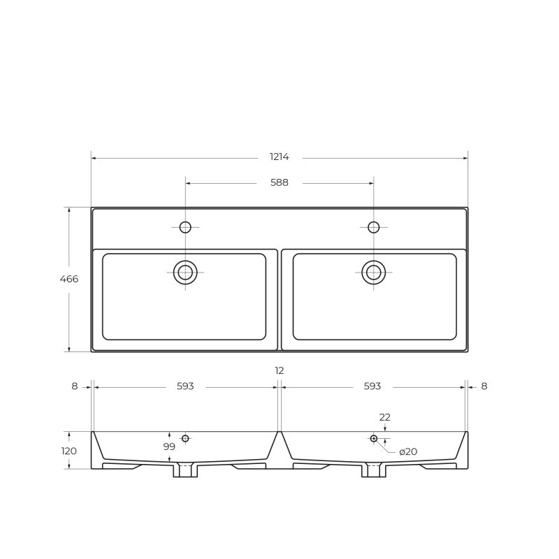 Керамическая раковина CEZARES CZR-MIL-120-2-LVB
