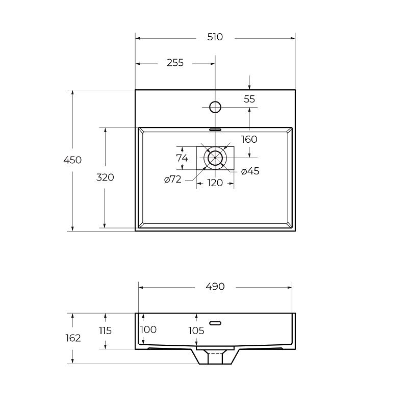 Раковина из искусственного мрамора CEZARES 50262 Bianco