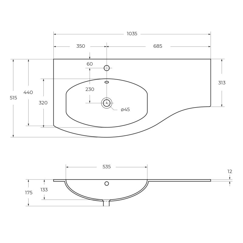 Раковина из искусственного мрамора CEZARES 50153 Bianco