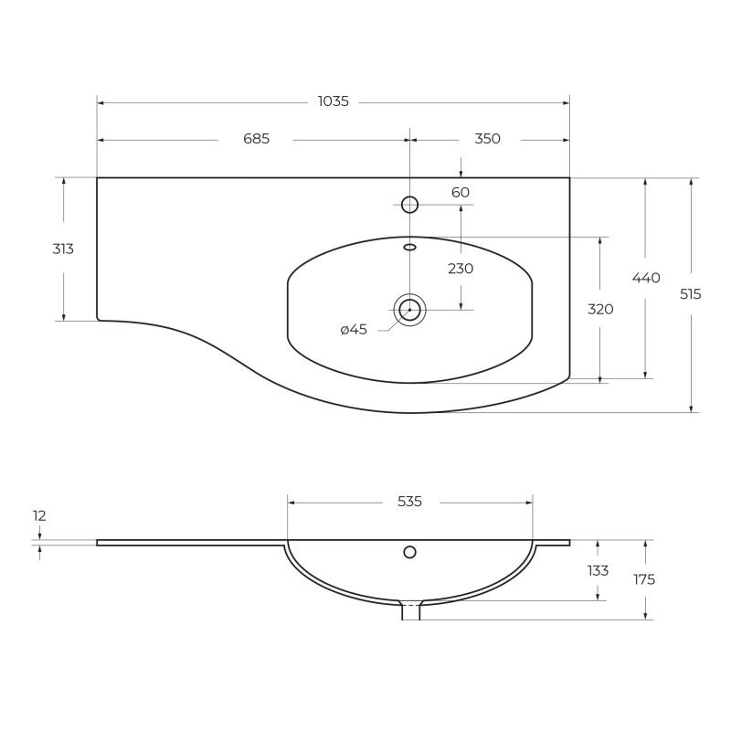 Раковина из искусственного мрамора CEZARES 50154