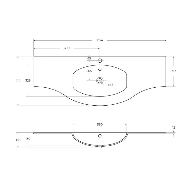 Раковина из искусственного мрамора CEZARES 50155 Bianco