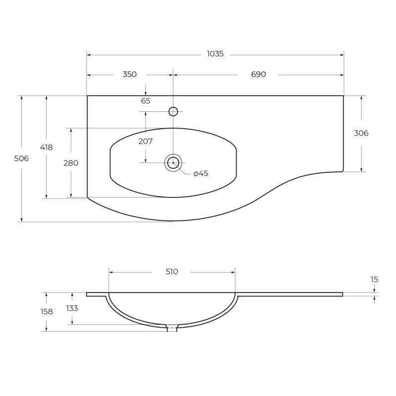 Стеклянная раковина левосторонняя CEZARES 82409 Extra Bianco