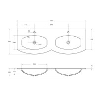 Стеклянная раковина с двумя чашами CEZARES 82412 Extra-light