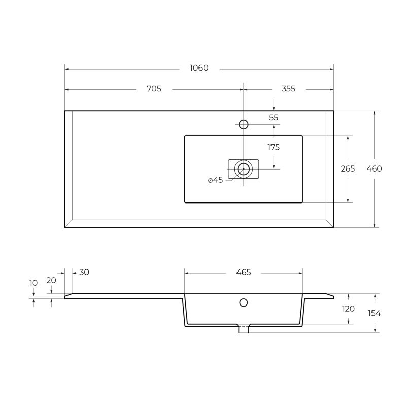 Раковина из искусственного мрамора CEZARES 50214 Bianco opaco