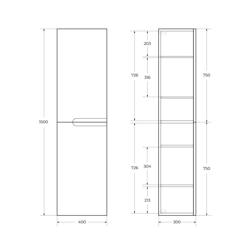Шкаф подвесной CEZARES DUET-1500-2A-SC-BL