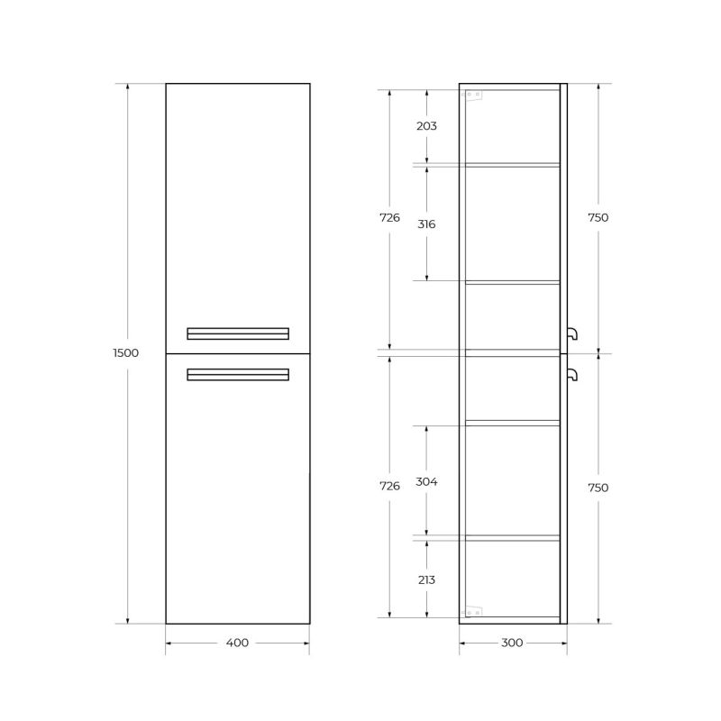 Шкаф подвесной CEZARES ECO-1500-2A-SC-BL