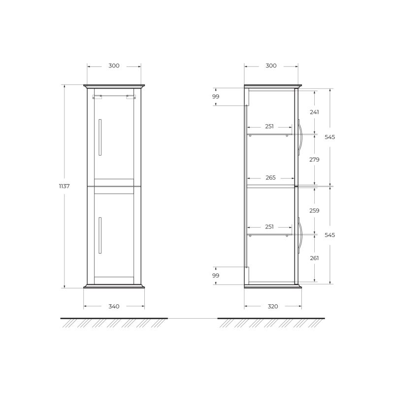 Колонна подвесная с двумя распашными дверцами, реверсивная CEZARES TIFFANY 54963 Bianco opaco