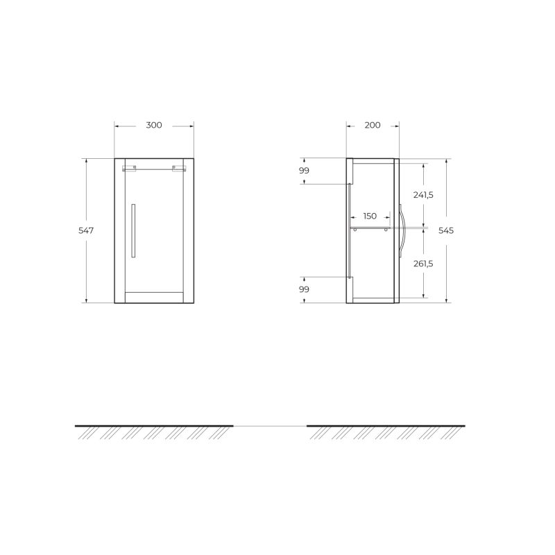 Шкафчик подвесной с одной распашной дверцей, реверсивный CEZARES TIFFANY 55246 Серый