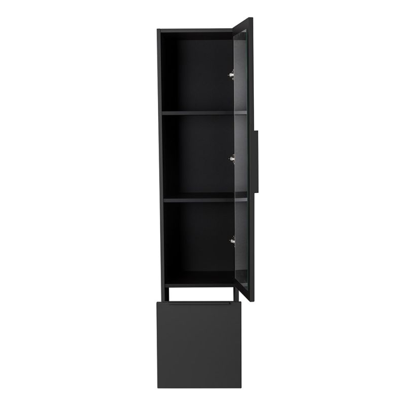 Колонна подвесная с распашной дверью, с зеркалом внутри, одним выдвижным ящиком, реверсивная CEZARES PREMIUM 55502 Черный