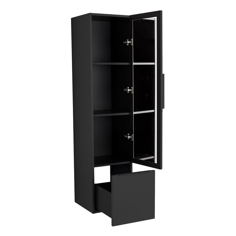 Колонна подвесная с распашной дверью, с зеркалом внутри, одним выдвижным ящиком, реверсивная CEZARES PREMIUM 55502 Черный