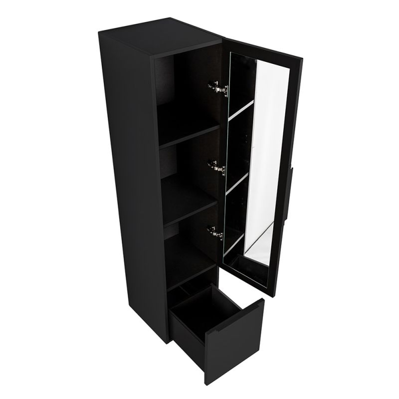 Колонна подвесная с распашной дверью, с зеркалом внутри, одним выдвижным ящиком, реверсивная CEZARES PREMIUM 55502 Черный