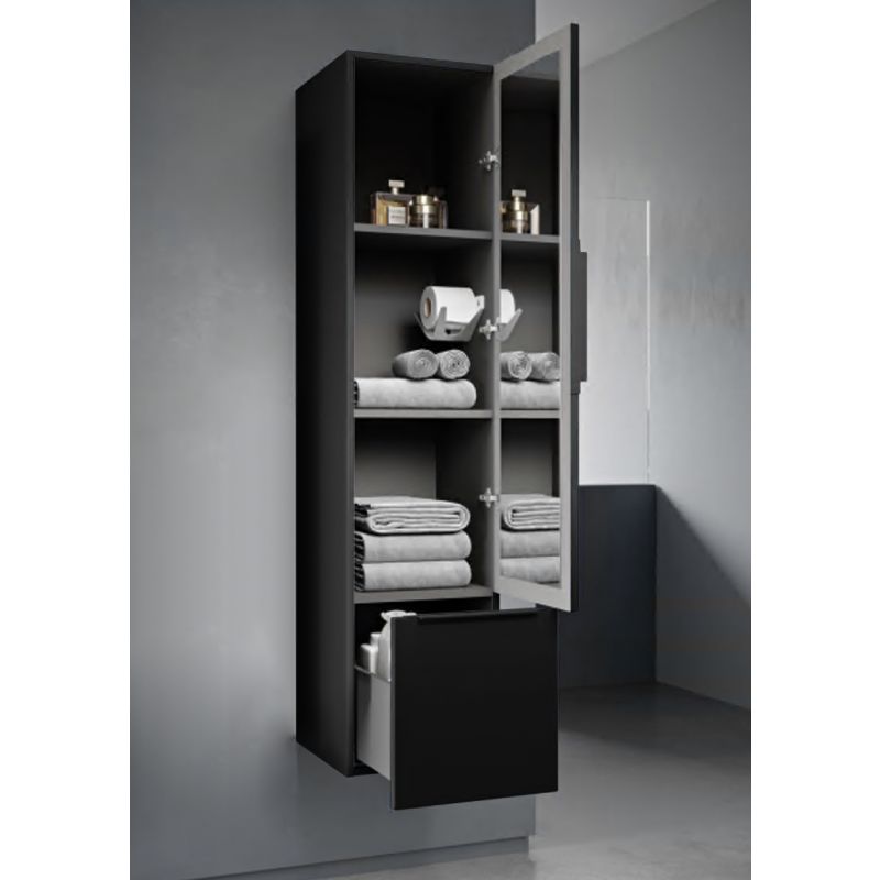 Колонна подвесная с распашной дверью, с зеркалом внутри, одним выдвижным ящиком, реверсивная CEZARES PREMIUM 55502 Черный