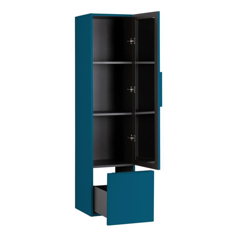 Колонна подвесная с распашной дверью, с зеркалом внутри, одним выдвижным ящиком, реверсивная CEZARES PREMIUM 55503 Синий