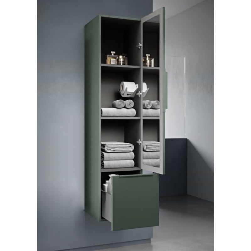 Колонна подвесная с распашной дверью, с зеркалом внутри, одним выдвижным ящиком, реверсивная CEZARES PREMIUM 55505 Зеленый