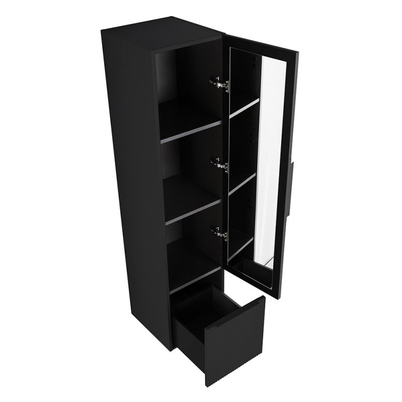 Колонна подвесная с распашной дверью, с зеркалом внутри, одним выдвижным ящиком, реверсивная CEZARES PREMIUM 55507 Plisse Черный