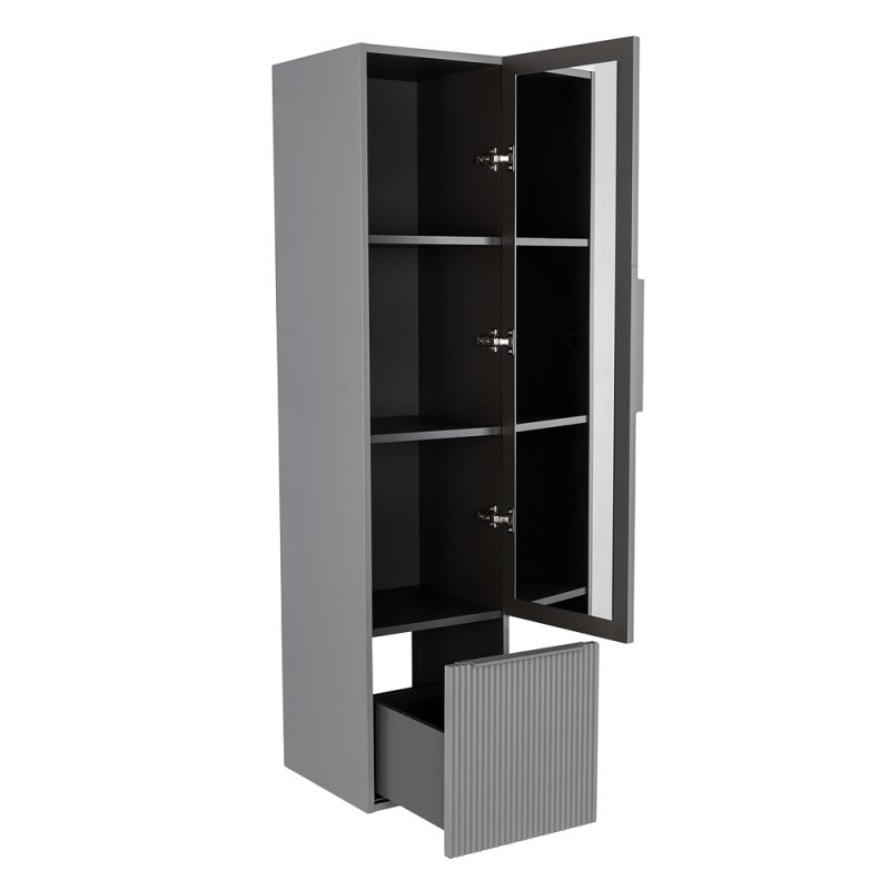 Колонна подвесная с распашной дверью, с зеркалом внутри, одним выдвижным ящиком, реверсивная CEZARES PREMIUM 55509 Plisse Серый