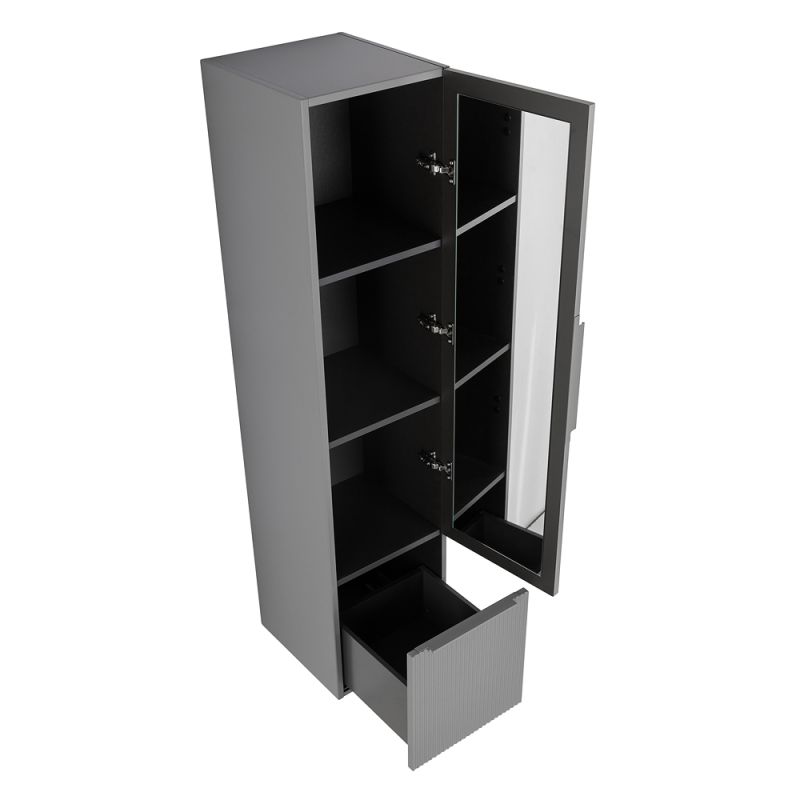 Колонна подвесная с распашной дверью, с зеркалом внутри, одним выдвижным ящиком, реверсивная CEZARES PREMIUM 55509 Plisse Серый