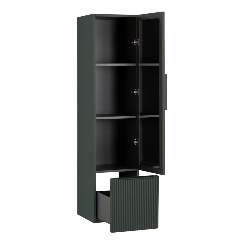 Колонна подвесная с распашной дверью, с зеркалом внутри, одним выдвижным ящиком, реверсивная CEZARES PREMIUM 55510 Plisse Зеленый