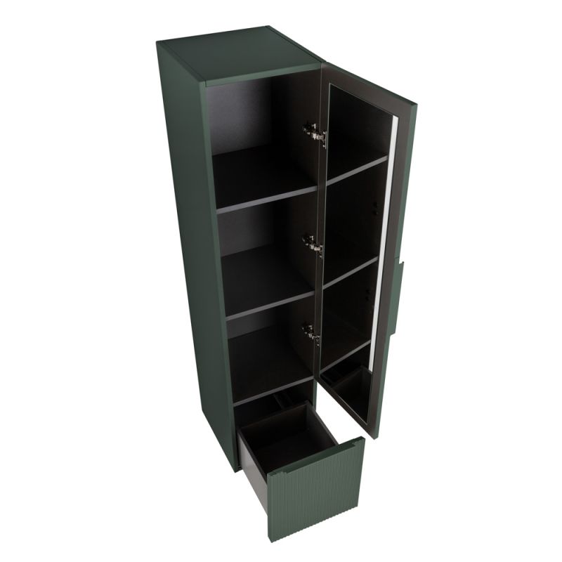 Колонна подвесная с распашной дверью, с зеркалом внутри, одним выдвижным ящиком, реверсивная CEZARES PREMIUM 55510 Plisse Зеленый