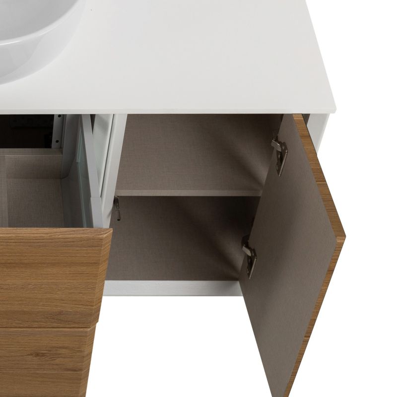 Шкафчик подвесной с одной дверцей, совместимый с базой под раковину CEZARES BELLAGIO 54864 Коричневый