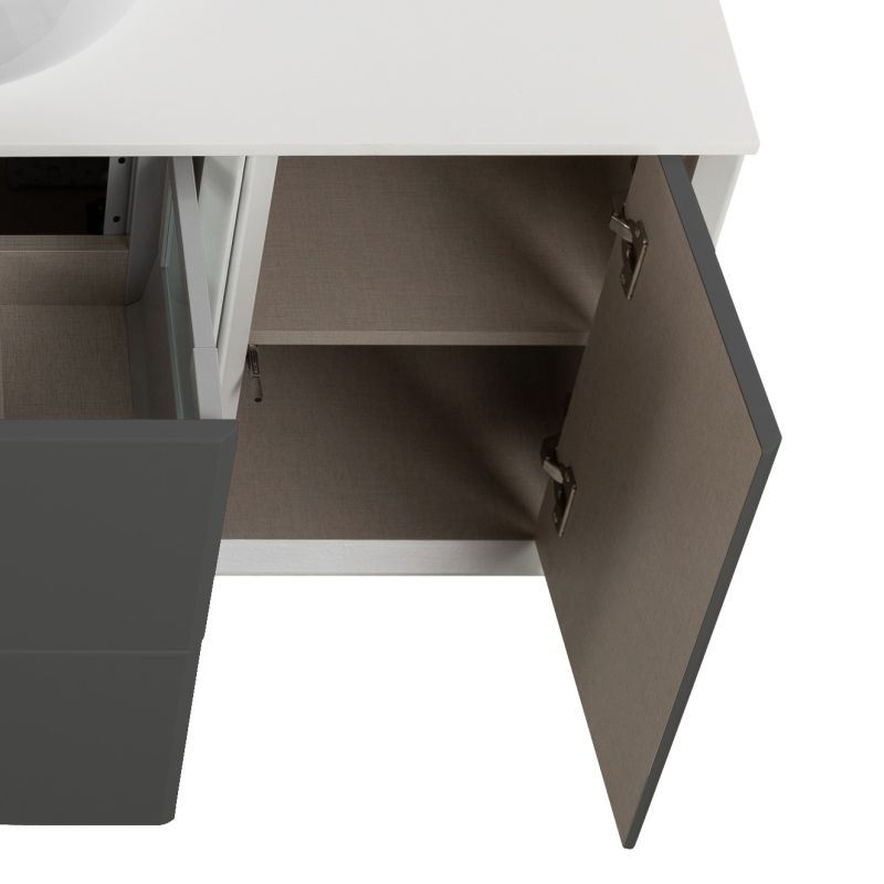 Шкафчик подвесной с одной дверцей, совместимый с базой под раковину CEZARES BELLAGIO 55303 Серый