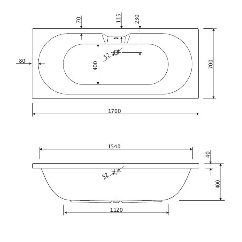 Акриловая ванна CEZARES CALISTO-170-70-45-W37