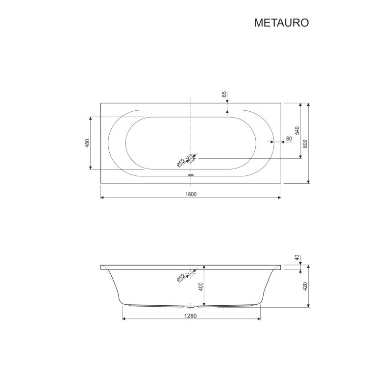 Акриловая ванна CEZARES METAURO-180-80-41-W37