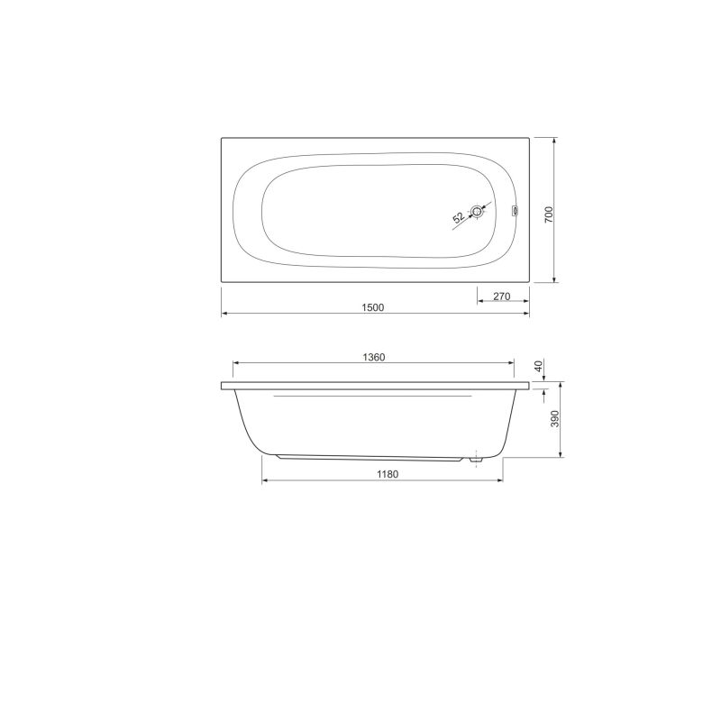 Акриловая ванна CEZARES PIAVE-150-70-42-W37