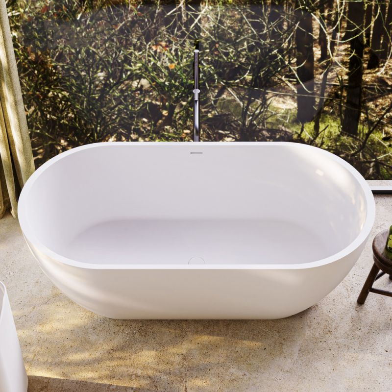 Ванна из искусственного камня Solid Surface 1600x805x540, CEZARES CZR-STYLUS-160-80-54-SSB