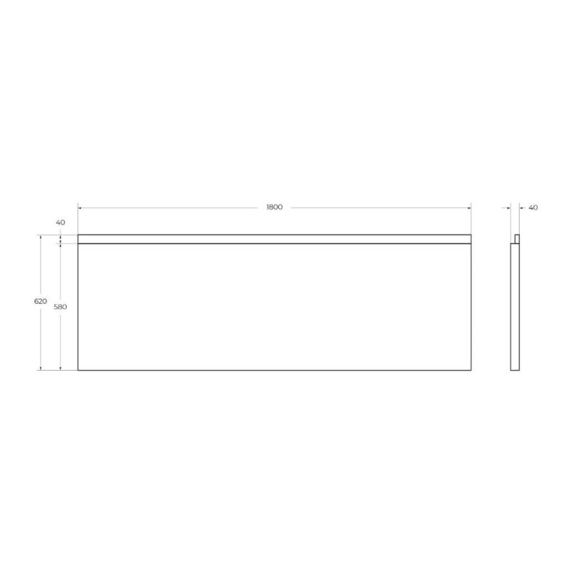 Передняя панель для акриловой ванны с комплектом крепежа для установки на каркасе PLANE-180-F-SCR-W37, 180x5x58