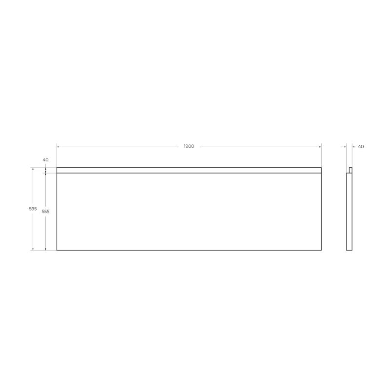 Передняя панель для акриловой ванны с комплектом крепежа для установки на каркасе PLANE-190-F-SCR-W37, 190x5x58