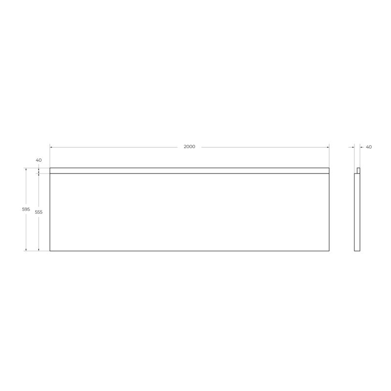 Передняя панель для акриловой ванны с комплектом крепежа для установки на каркасе PLANE-200-F-SCR-W37, 200x5x58