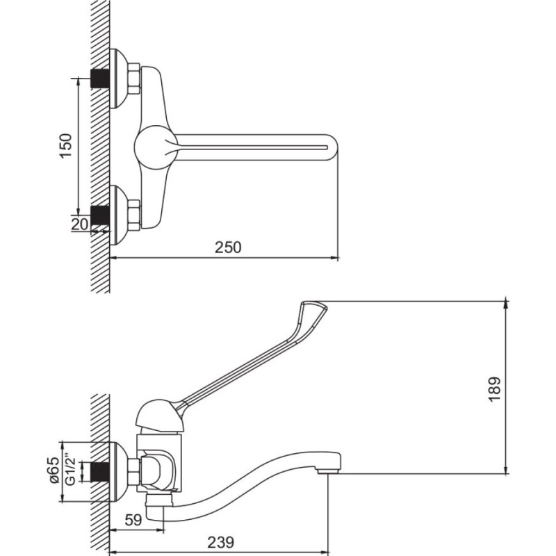 Смеситель для раковины Iddis, CG53654C, медицинский, хром