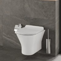 Инсталляция Orange CI01-100W+APB100, с подвесным безободковым унитазом, сиденье микролифт, клавиша смыва хром глянцевая