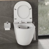 Инсталляция Orange CI07-100W+APB100, с подвесным безободковым унитазом, сиденье микролифт, клавиша смыва хром глянцевая