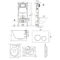 Инсталляция Orange CI07-150W+APB100, с подвесным безободковым унитазом, сиденье микролифт, клавиша смыва хром глянцевая
