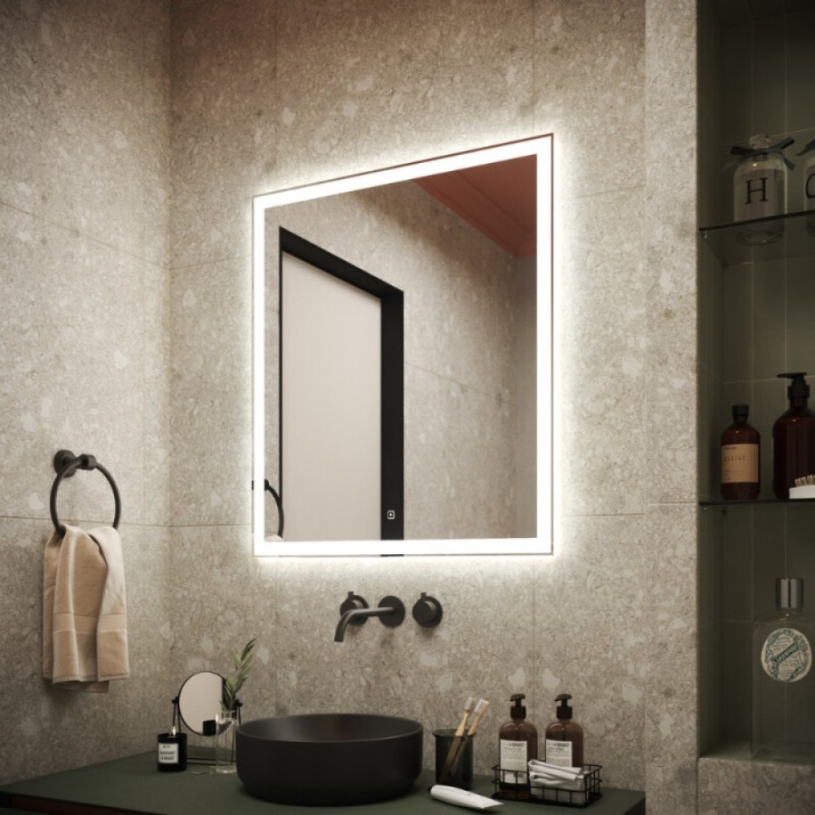 Зеркало Sancos City CI700, 70 x 80 см, с LED-подсветкой, сенсорный выключатель, холодный белый свет